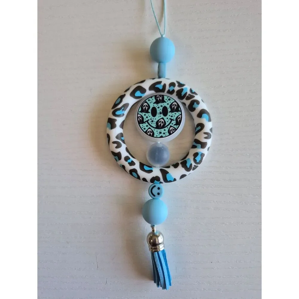 Beaded Rear View Mirror Car Charm, Handmade Hanging Auto Accessory